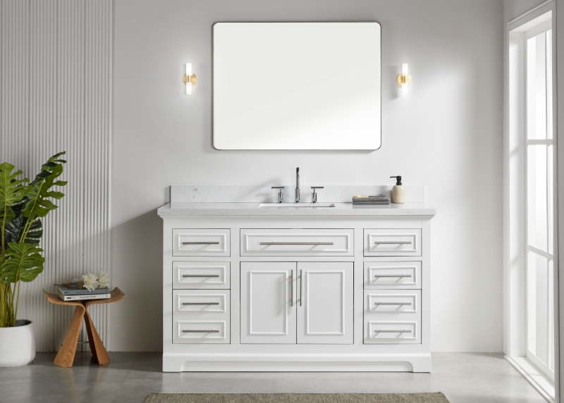 Iris21060S-W New Designs Bathroom Cabinet 60 Inch Single