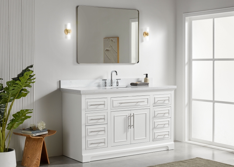 Iris21060S-W New Designs Bathroom Cabinet 60 Inch Single