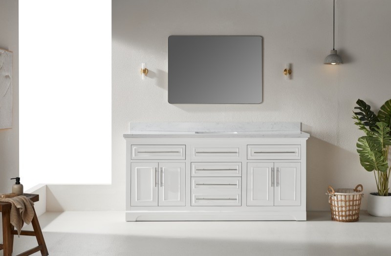 Iris21072S-WH New Designs Bathroom Cabinet 72 Inch