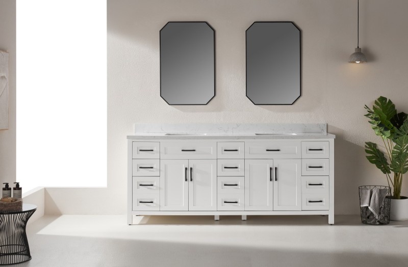 Rose3084WH Bathroom vanity double sinks